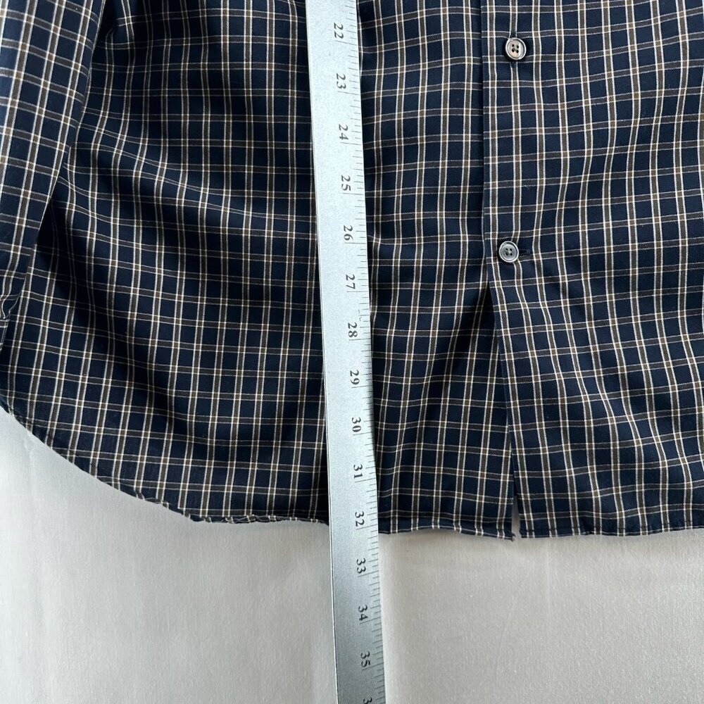 Banana Republic Button Up Shirt L Black Plaid Long Sleeve Non Iron Standard Fit - Picture 2 of 12